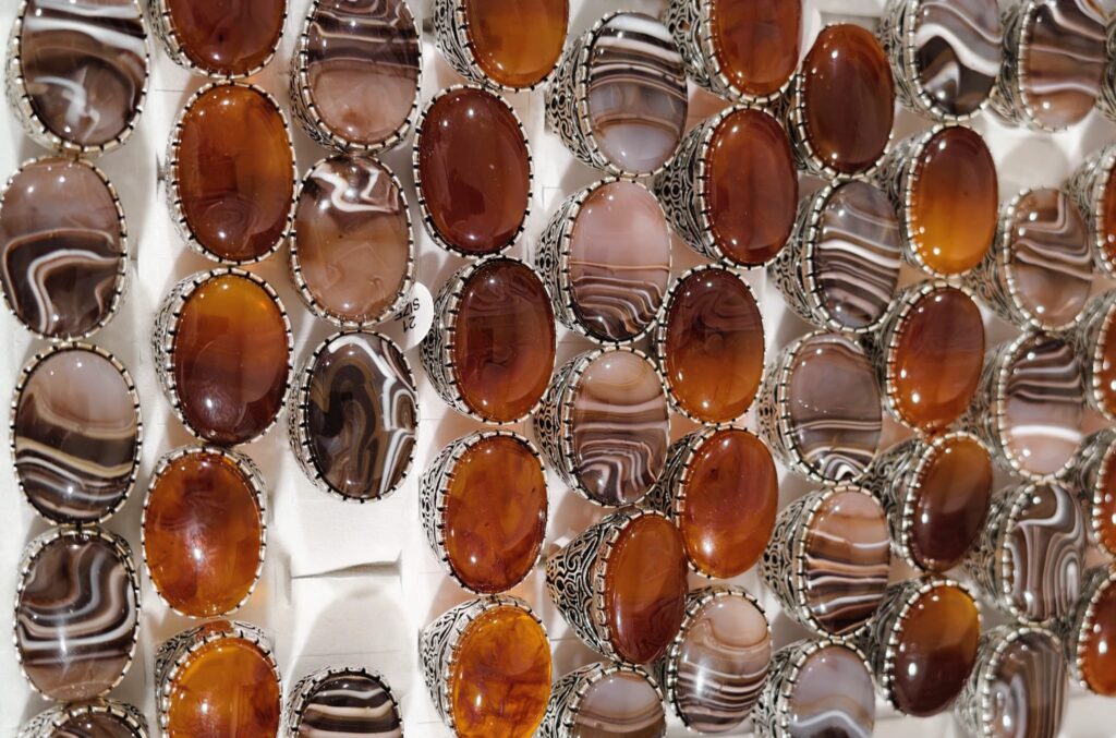 Collection de bagues homme pierre ambre et cognac - Khaldoun